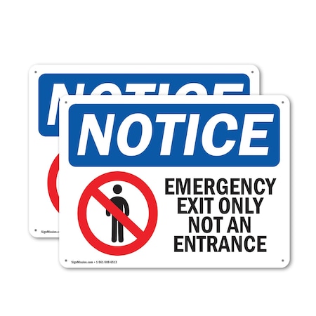 Signmission Exit Sign, Plastic, 10 in W, 7 in H, Emergency Exit Only Not An Entrance OS-2PACK-NS-P-710-L-11822